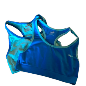 Puma blue on blue youth sports bras (2) large